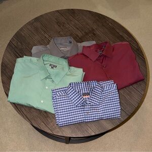 Van Heusen Men's Button-Down Shirt Bundle - Red, Mint, Blue Gingham, Gray - XXL